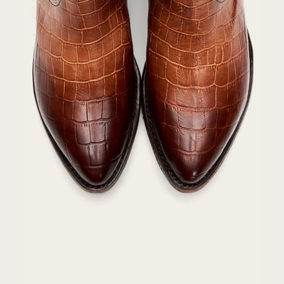 Frye Billy Croc Leather Inside Zip Ankle Booties - Picture 5 of 16